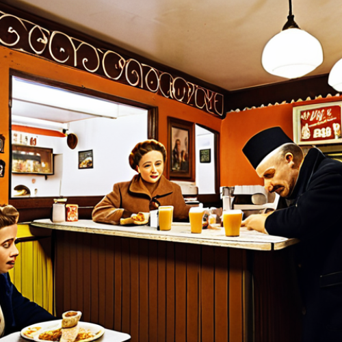 Home 7 **
A cozy Polish "mleczny bar" (milk bar) interior. Focus on traditional Polish dishes like Żurek soup being served. People are enjoying a cheap and tasty meal. The atmosphere is simple and authentic, reflecting the Soviet-era origins.
**