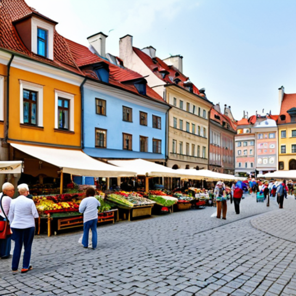 바르샤바 필수 여행지 - Warsaw Old Town Scene**

"A bustling market square in Warsaw's Old Town, Poland, during daytime, fea...