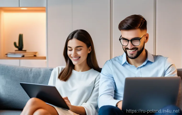 폴란드에서 인터넷 사용법 - **Image Prompt 2: Enjoying Free Public Wi-Fi in a Polish City**
    "A person in their late twenties...