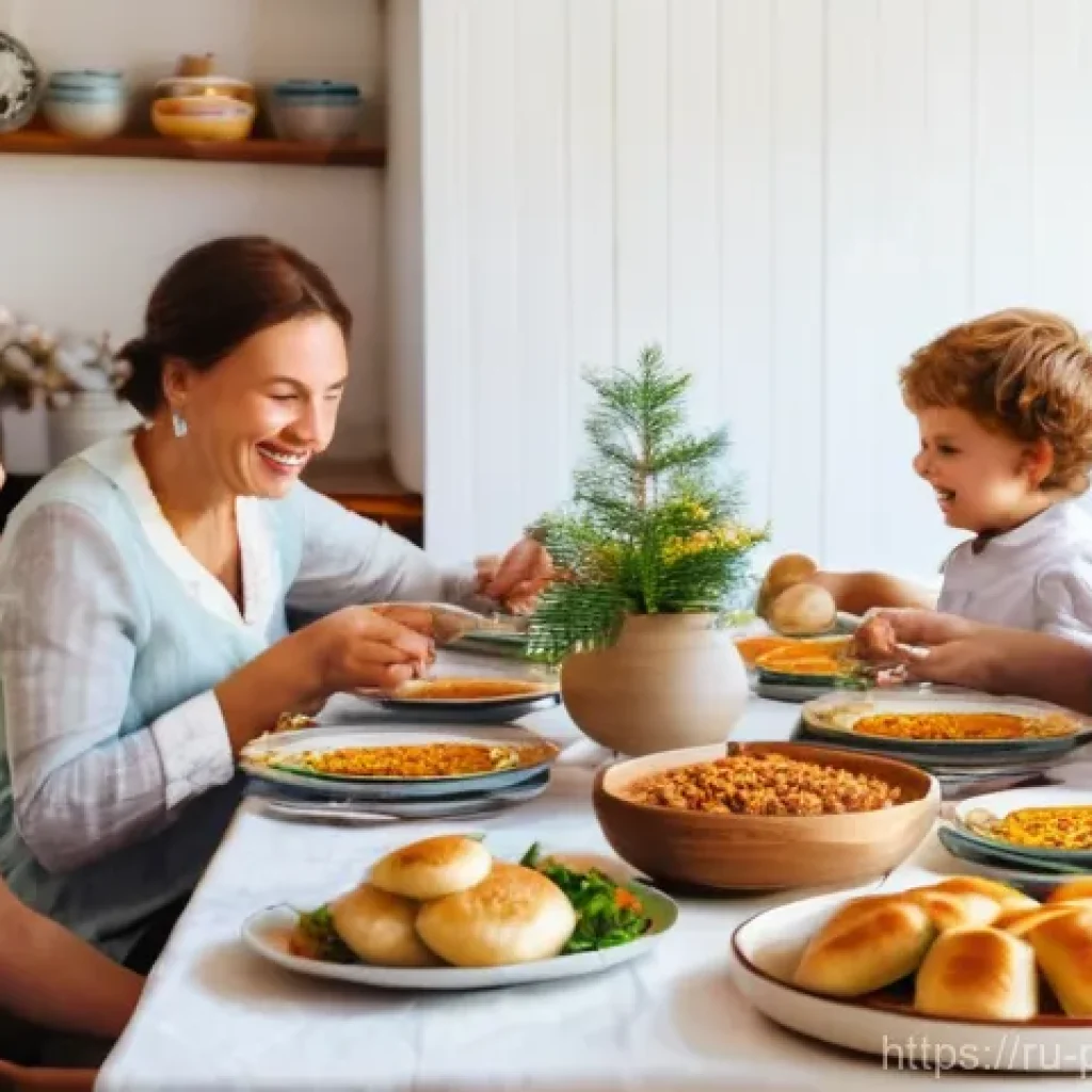 폴란드 국민성 특징 - A warm and inviting scene inside a traditional Polish home during a festive family gathering. A mult...