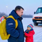 폴란드 우크라이나 관계 - **A heartwarming scene of solidarity at the Polish-Ukrainian border.** A group of diverse Polish vol...