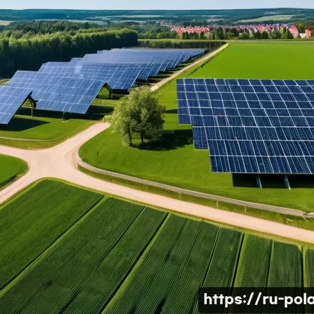 폴란드 친환경 에너지 - **Prompt for Solar Energy:**
    "A vibrant, sunny aerial view of a picturesque Polish town, where t...