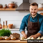 Home 22 폴란드에서 인기 있는 인플루언서 - A vibrant and cozy kitchen scene featuring a Polish food influencer preparing a traditional dish, we...