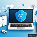Home 20 폴란드 VPN 사용법 - A modern digital illustration of a secure VPN setup environment tailored for Russian users, featurin...