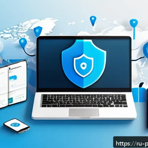 Home 32 폴란드 VPN 사용법 - A modern digital illustration of a secure VPN setup environment tailored for Russian users, featurin...