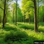 Home 19 폴란드의 기후 변화 영향 - A detailed landscape of a Polish mixed forest during late spring, showing a diverse range of tree an...