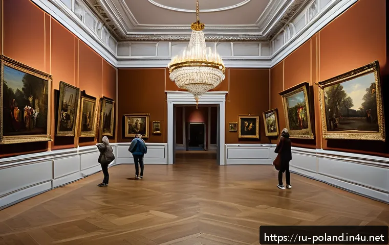 폴란드에서 유명한 박물관 - A grand museum interior showcasing a diverse collection of European and Polish romanticism paintings...