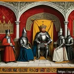 Home 23 폴란드와 헝가리 역사 비교 - A detailed medieval scene depicting King Louis the Great ruling simultaneously over Poland and Hunga...
